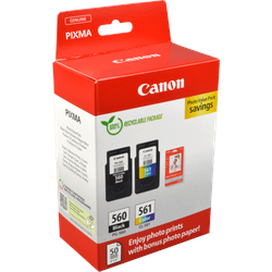 2 Canon Tinten 3713C008 Value Pack PG-560 + CL-561 4-farbig + Papier