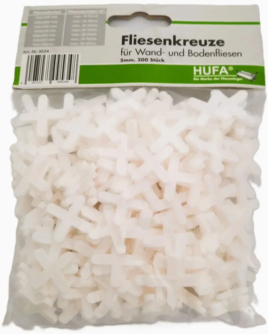 Hufa Kunststoff Fliesenkreuze weiß 5mm 200 Stück