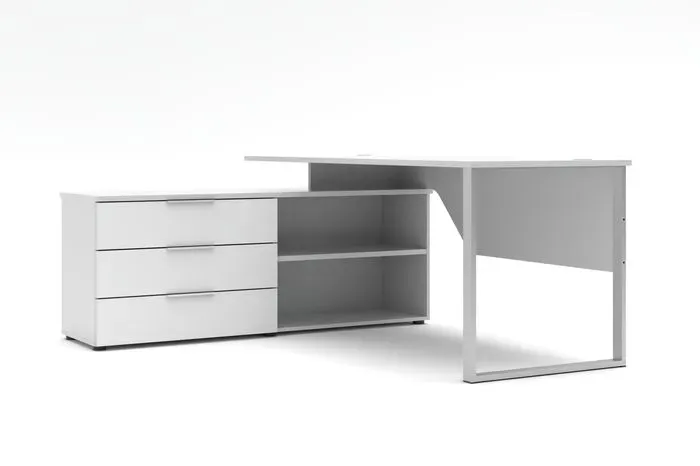 Innostyle Eckschreibtisch Santorin Dekor Weiß / Silber