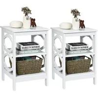 Costway Nachttisch, Weiß, Holz, 40x61x40 cm, Schlafzimmer, Nachttische