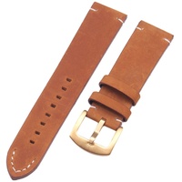 Uhrbändern 18 20 22mm Leder Mann-Frauen Handgefertigte Vintage-Armbanduhr-Bügel-Metallschnalle Dunkelbraun Gold-20mm