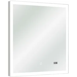 Pelipal S34 LED Badspiegel 70x70 cm mit Beleuchtung und Uhr, Spiegel,