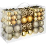 Tectake Weihnachtskugeln, Gold, Gold, Textil, Stern/Sternzeichen, Rund, 6x6x6 cm