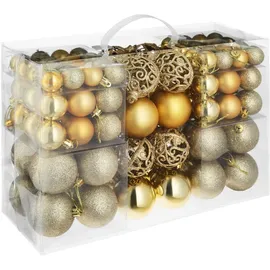 Tectake Weihnachtskugeln, Gold, Gold, Textil, Stern/Sternzeichen, Rund, 6x6x6 cm