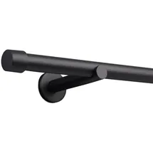deco-raum Gardinenstange nach Maß 1-Lauf Kappe Ø 25mm Schwarz, 80cm