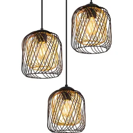 GLOBO Hängeleuchte 3-flg. 40 cm schwarz gold Metall