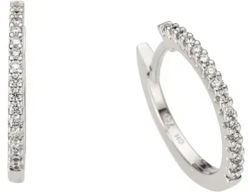 Paar Creolen FIRETTI "Schmuck Geschenk Gold 585, Schmuck Geschenk Gold 585", weiß (weißgoldfarben), Ohrringe, Damen, 0,22 ct P2 = erkennbare Einschlüsse, Weißgold 585-Diamanten, Weißgold 585, Diamanten, mit Brillant - Krappenfassung