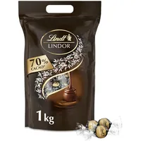 Lindt LINDOR Schokoladen Kugeln extra dunkel | ca. 80 Kugeln Edelbitterschokolade | Dunkle Schokolade mit 70% Kakao | Großpackung, Pralinen-Geschenk, 1kg (1er Pack)