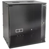 HMF 65712-02 Serverschrank 19 Zoll 12 HE, | 400 mm Tiefe | Glastür | Schwarz