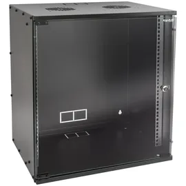 HMF 65712-02 Serverschrank 19 Zoll 12 HE, | 400 mm Tiefe | Glastür | Schwarz