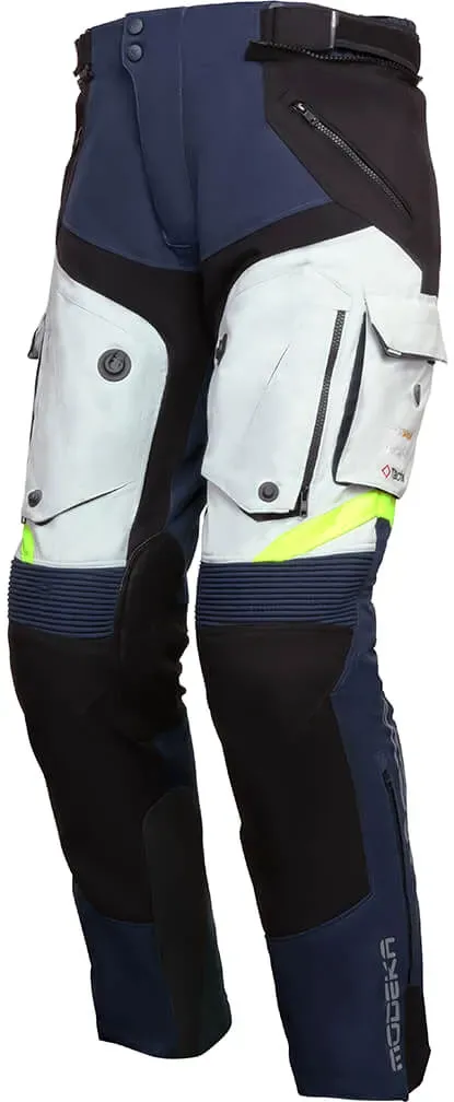 Modeka Panamericana II, pantalon en textile imperméable - Bleu Foncé/Gris Clair/Noir - L