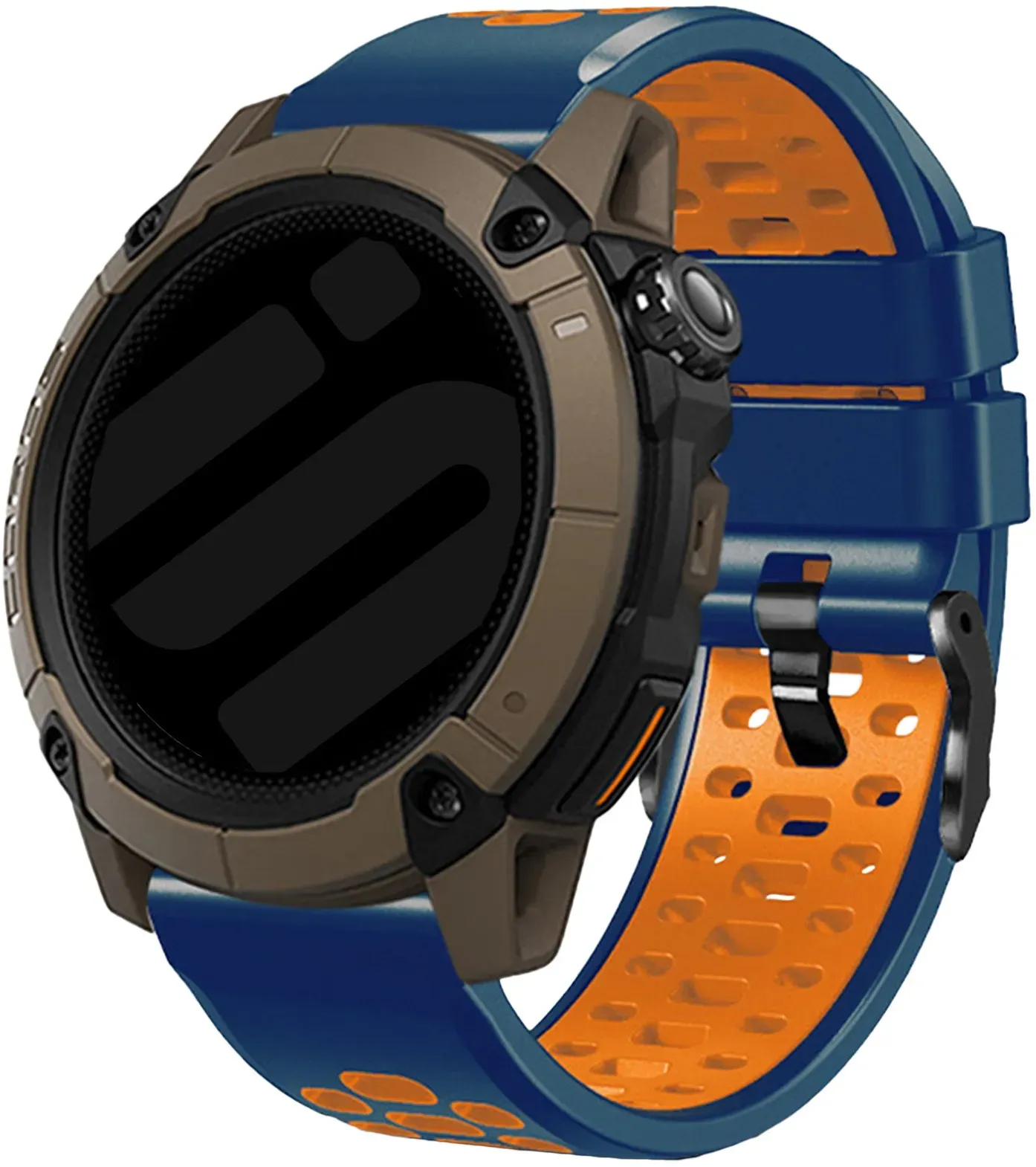 Strap-it Mobvoi TicWatch Pro 5 Enduro Armband Silikon 'Sport' für Mobvoi TicWatch Pro 5 Enduro - Blau/Orange - Schnallenverschluss