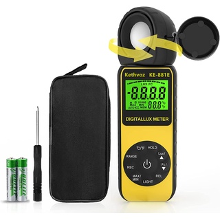 Digital Luxmeter Lichtmesser, Kethvoz LED Belichtungsmesser Fotografie Light Meter 300.000 Lux Lichtmessung Photometer mit 270o drehbarem Kopf für Fotografie Pflanzen KE-881E