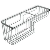 Tatay Rechteckiger Duschkorb Krom, Zwei Ebenen, funktionales Design, große Ausführung, aus verchromtem Messing und Edelstahl.