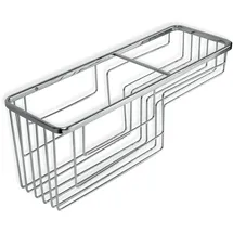 Tatay Rechteckiger Duschkorb Krom, Zwei Ebenen, funktionales Design, große Ausführung, aus verchromtem Messing und Edelstahl.
