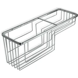 Tatay Rechteckiger Duschkorb Krom, Zwei Ebenen, funktionales Design, große Ausführung, aus verchromtem Messing und Edelstahl.