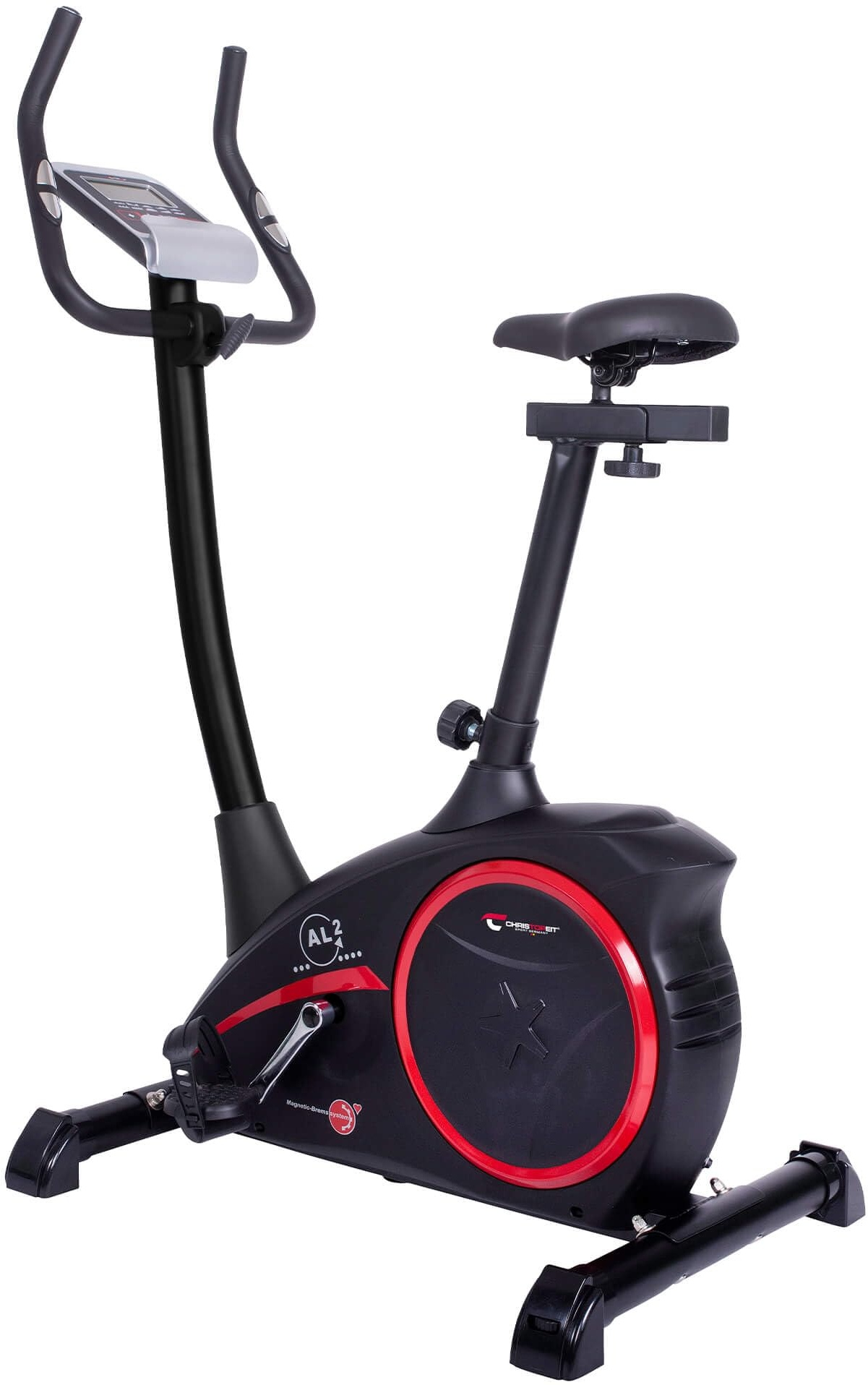 Christopeit Sport Fahrrad-Heimtrainer AL 2 Black Edition - 24-Stufig, 9kg Magnet-Bremssystem, LCD-Display, bis 150kg