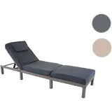 Mendler Poly-Rattan Sonnenliege HWC-A51, Relaxliege Gartenliege Liege Premium grau, Kissen dunkelgrau