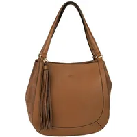 Gabor bags Aki Damen Shopper Umhängetasche Reißverschluss Groß Cognac Braun