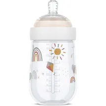 Mepal - Babyflasche Mio - Transparente Kappe zur Aufbewahrung - Anti-Kolik Babyflaschen - Spiralförmiges Design verhindert Verstopfungen - Medizinisches Silikon - 240 ml - Sunshine & Rainbow