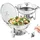 Vevor 2 Stk. Chafing Dish Profi Set Wärmebehälter Edelstahl + Glas Buffet Set Rund 2 x 3,5 L, 33,5 x 33,5 x 7 cm Jeder Behälter, Speisewärmer für Buffets, Familienfeiern, Bankette, Hochzeiten usw.