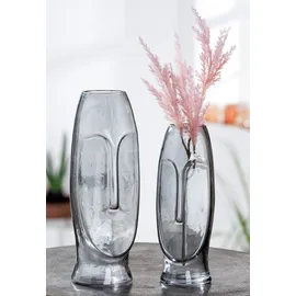 Casablanca by Gilde GILDE Vase Moai Glas grau 40636, Höhe 25 cm