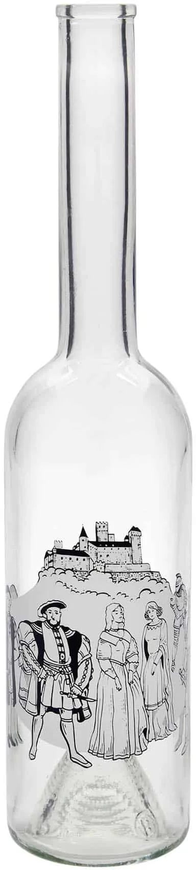 500 ml Bottiglia di vetro 'Opera', motivo: Medioevo, imboccatura: fascetta
