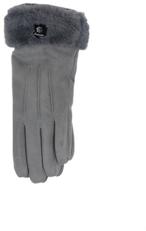 Antonio Lederhandschuhe Winter Damen Handschuhe, Kunstpelz und Streifen (1 Paar, Einzelne Handschuhe) mit Smartphone Touch-Funktion grau