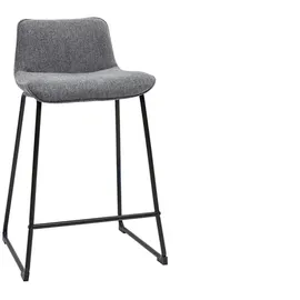 miliboo Barhocker grauer Stoff mit Samteffekt und Metall H65 cm (2er-Set) BOOST