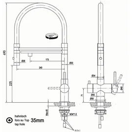VIZIO 3 Wege Wasserhahn Küchenarmatur Edelstahl Massiv Schwarz