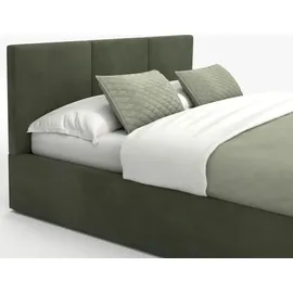 Muralo Polsterbett für Schlafzimmer Polsterbett mit Bettkasten und Gasdruckfeder Bett mit Polsterkopfteil Doppelbett 140x200 Bett mit Stauraum Khaki