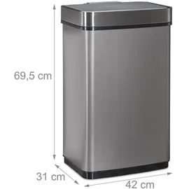 Relaxdays Sensor Mülleimer 60 l Silber