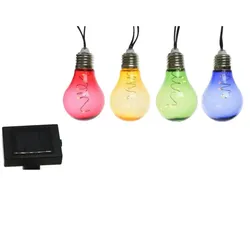 LED Solar Lichterkette Glühbirnen bunt L:4,5m Dauer Blinklicht Garten Retro