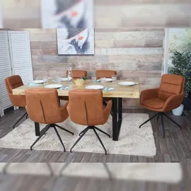 Mendler 6er-Set Esszimmerstuhl HWC-K32, Küchenstuhl Lehnstuhl Stuhl, drehbar Auto-Position, Stoff MVG ~ Wildleder-Optik braun