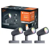 LEDVANCE Smart + WiFi LED Gartenstrahler Garten Spot 3er Set dunkelgrau 478497