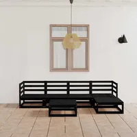 VidaXL 6-tlg. Garten-Lounge-Set Schwarz Massivholz Kiefer