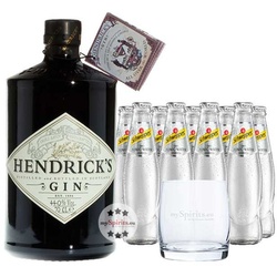 Hendrick’s Gin & 9 x Schweppes Dry Tonic Water & Glas