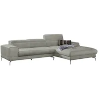 Ecksofa W.SCHILLIG "piedroo, Designsofa mit tollem Sitzkomfort, bequem und elegant, L-Form", grau (stone r66), B:303cm H:70cm T:193cm, Chenille-Flachgewebe R66 (85% Polyester, 15% Nylon), Sofas, Kopfteilverstellung, wahlweise mit Sitztiefenverstellung, Breite 303cm