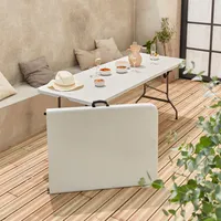 Sweeek 2er-Set klappbare Partytische aus Kunststoff Weiß 180 cm