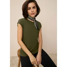 TAMARIS T-Shirt "mit Rundhals und lockerem Schnitt, aus angenehmem Viskose-Jersey", Damen, Gr.