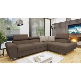 Mirjan24 Ecksofa Cotere, L-Form Eckcouch mit Schlaffunktion und Bettkasten (Matana 19 + Matana 17, Seite: Rechts) - Braun/Beige
