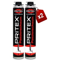 PRITEX – Pistolenschaum 2 x 750 ml zum Verfüllen, Dämmen & Abdichten – Montageschaum mit hervorragender Schall- & Wärmedämmung – Bauschaum für Montagepistole