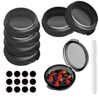 7 Stück Kleine Pillendose,Kleine Pillen Organizer Box,Tablettenbox Tablettendose für unterwegs, Mini-Pillen-Organizer für unterwegs(Schwarz, Kommt mit Aufkleber + weißem Stift)