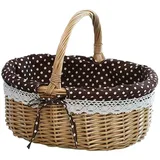 URFEDA Picknickkorb Rattan Korb Einkaufskorb Geflochten Weidenkorb mit Henkel Handgeflochten Osterkörbchen Henkelkorb Rattan Gewebter Obstkorb Aufbewahrungskorb für Zuhause Camping Garten,26X13X28CM