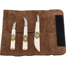 Kirschen Schnitzmessersatz in Velourleder-Rolltasche,