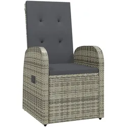 vidaXL Garten-Liegestühle 2 Stk. mit Auflagen Poly Rattan Grau
