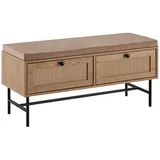 Wohnling Schuhbank WL6.890 100 x 48 x 38 cm Eiche-Dekor gepolstert / braun