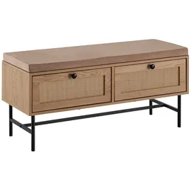 Wohnling Schuhbank WL6.890 100 x 48 x 38 cm Eiche-Dekor gepolstert / braun