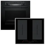 Bosch Herdset BOSCH Backofen Pyrolyse + Wolkenstein Induktionskochfeld Doppel-Flexzonen autark 60cm