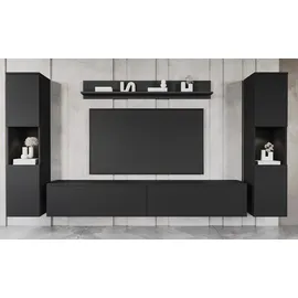 INOSIGN Wohnwand »PARIS, Vitrine Türanschlag links/rechts wechselbar« Komplett-Set, 4 Stk. tlg., schwarz